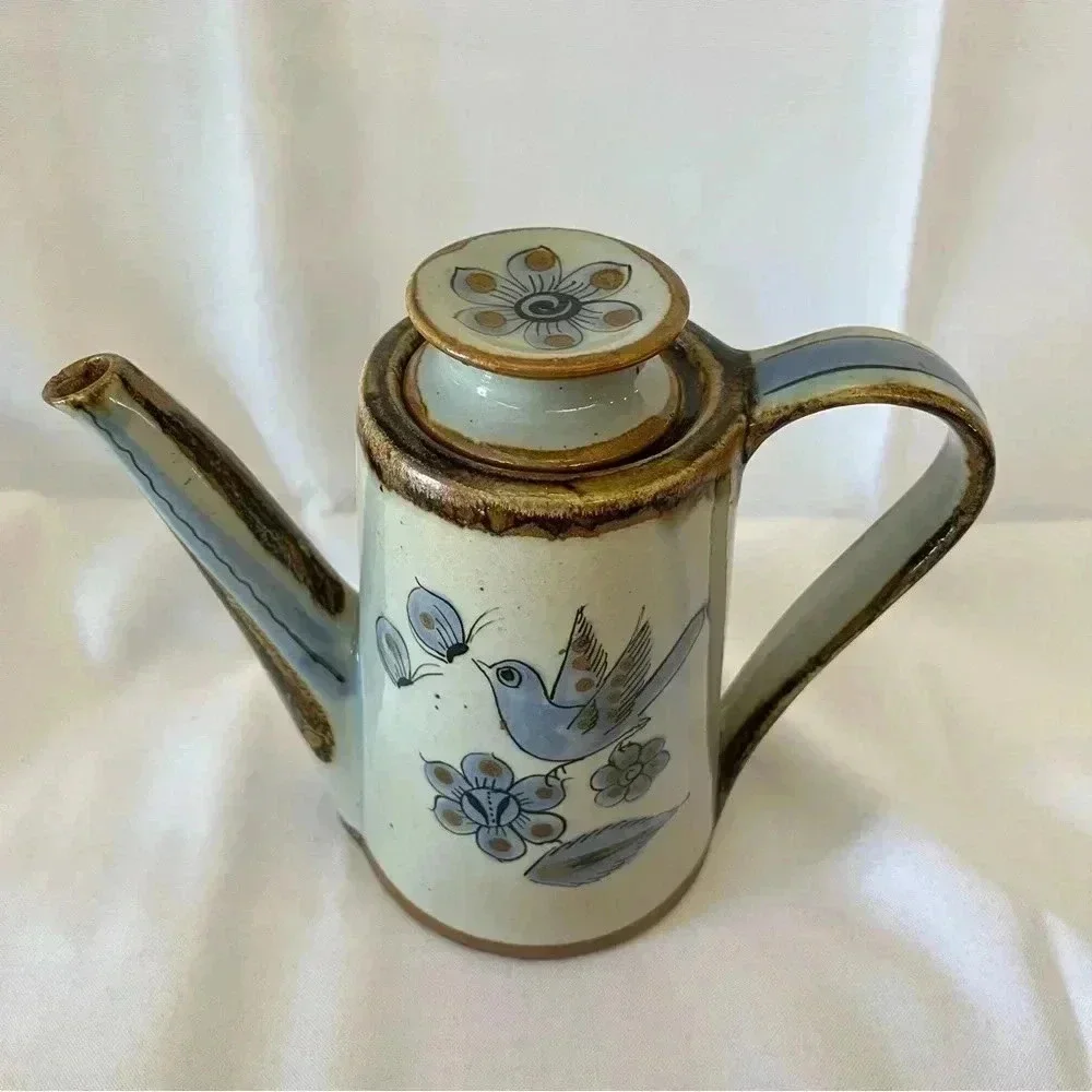 El Palomar Blue Bird Glazed Ceramic Tea/Coffee Pot - Picture 2 of 9